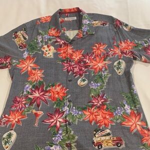 Tommy Bahama Gray Floral Hawaiian Shirt